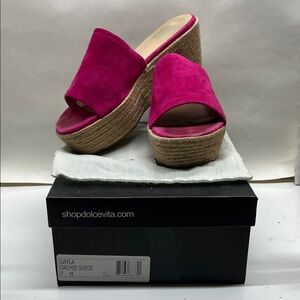 Dolce Vita Orchid Suede Jute Platform Mules sz 7